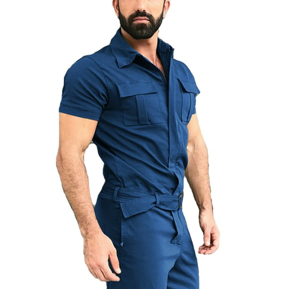 SFE Fashionable Mens Pure Color Button-Pocket Overalls Wind Overalls Shorts Summer Shorts for Men 